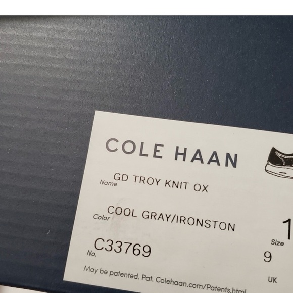 COLE HAAN Grand Troy Knit Oxford Shoe Men’s Dress Sneaker Gray - Picture 2 of 8